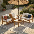 Christopher Knight Home Ivetta Modern 3 Piece Patio Acacia Wood Seating Set and Coffee Table