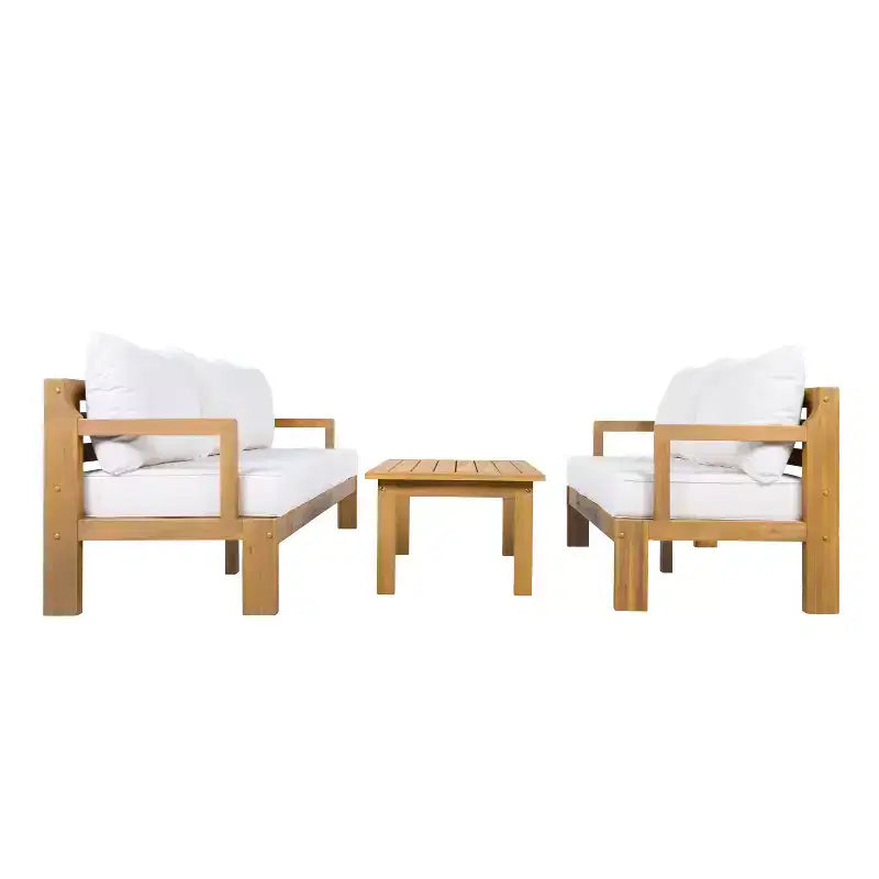 Christopher Knight Home Ivetta - Salon de jardin 3 pièces moderne en bois d'acacia avec table basse