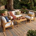 Christopher Knight Home Karolina Modern 4 Piece Patio Acacia Wood Seating Set and Coffee Table