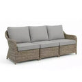 Martha Stewart Lily Pond Indoor-Outdoor 3-Seat Modular Patio Sofa in Weathered Gray Rattan Wicker with Gray All-Weather Cushions