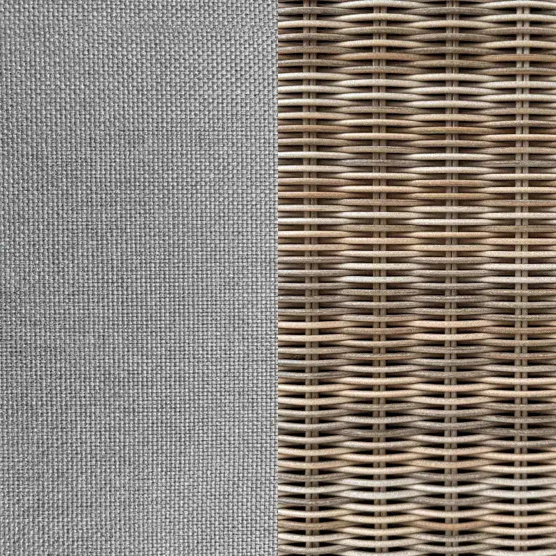 Canapé modulable 3 places d'intérieur-extérieur Martha Stewart Lily Pond avec pouf en osier tressé gris vieilli et coussins gris toutes saisons