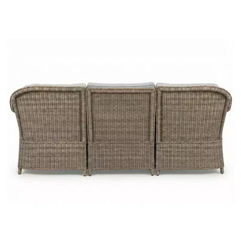 Canapé modulable 3 places d'intérieur-extérieur Martha Stewart Lily Pond avec pouf en osier tressé gris vieilli et coussins gris toutes saisons