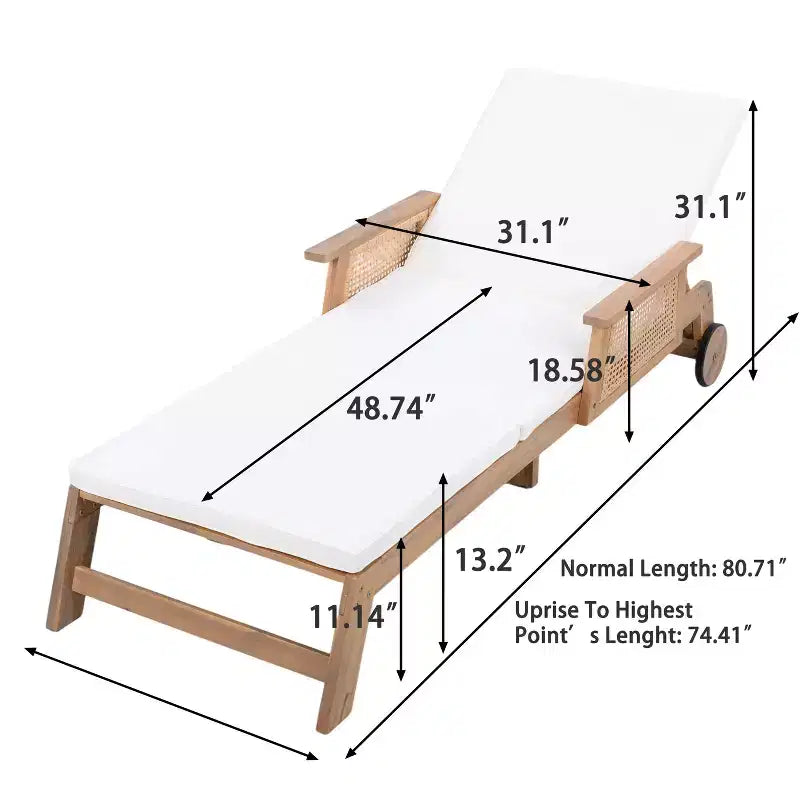 Christopher Knight Home Ming Moderne Ensemble de 3 Pièces Bain de Soleil en Acacia et Table à Lattes avec Accoudoirs en Rotin
