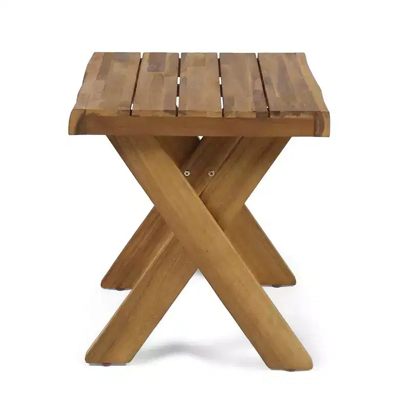 Christopher Knight Home Ming Moderne Ensemble de 3 Pièces Bain de Soleil en Acacia et Table à Lattes avec Accoudoirs en Rotin