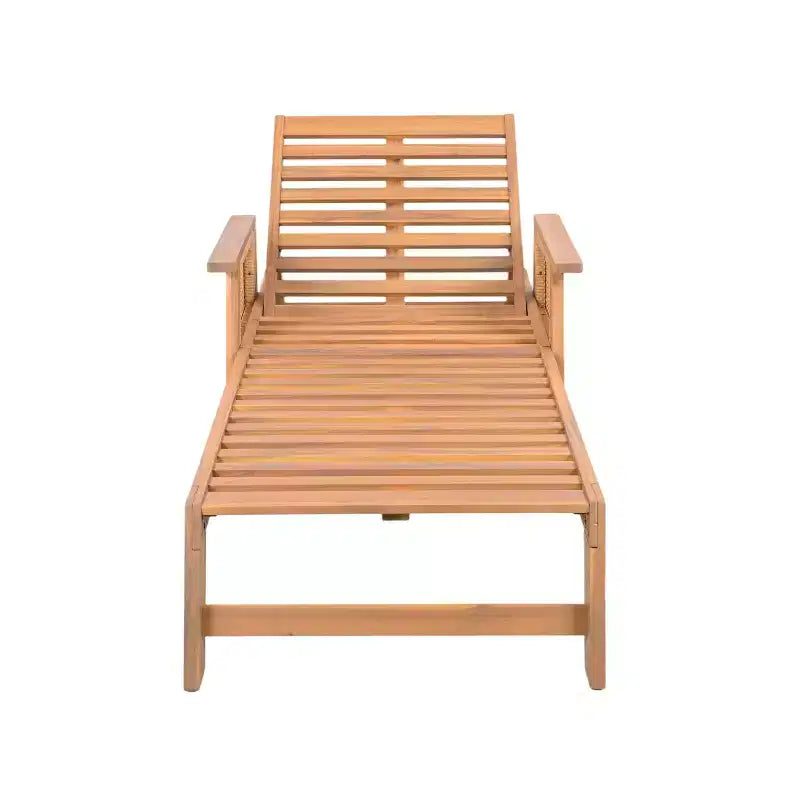 Christopher Knight Home Ming Moderne Ensemble de 3 Pièces Bain de Soleil en Acacia et Table à Lattes avec Accoudoirs en Rotin