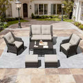 UPTIOT Outdoor Lounge Set with Fire Table and Ottoman Seating