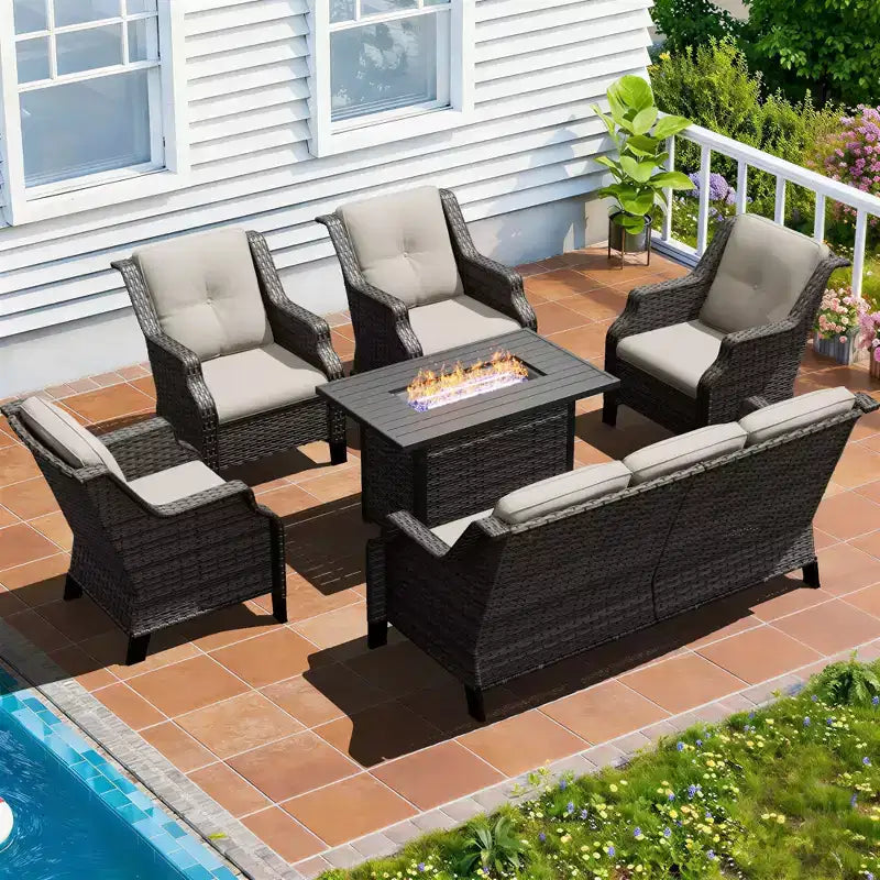 Ensemble modulaire d'extérieur haut de gamme UPTIOT avec foyer intégré