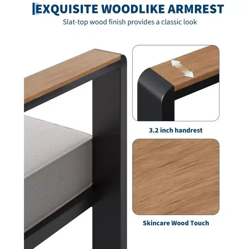 Ensemble de meubles de patio extérieur en aluminium, ensemble sectionnel de conversation 5 pièces avec coussins épais lavables et table basse, sièges extérieurs modernes pour porche