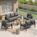 Aluminum Outdoor Patio Furniture Set,5-Piece Sectional Conversation Set with Thick Washable Cushions & Coffee Table, Modern Outdoor Seating for Porch