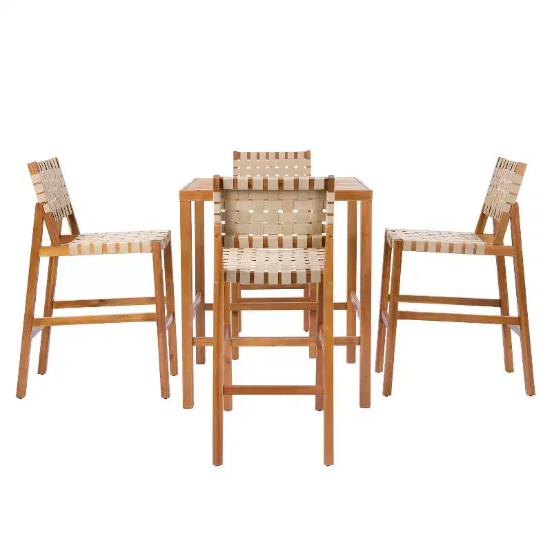 Christopher Knight Home Carlos – Ensemble de 5 chaises d'appoint modernes en acacia avec corde PE et table à lattes