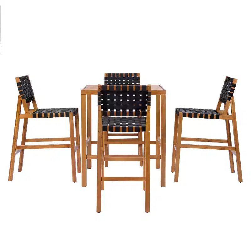 Christopher Knight Home Carlos – Ensemble de 5 chaises d'appoint modernes en acacia avec corde PE et table à lattes