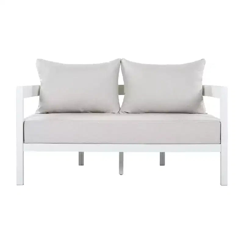 Christopher Knight Home Adriel – Salon de jardin moderne 4 pièces en aluminium avec table basse en verre