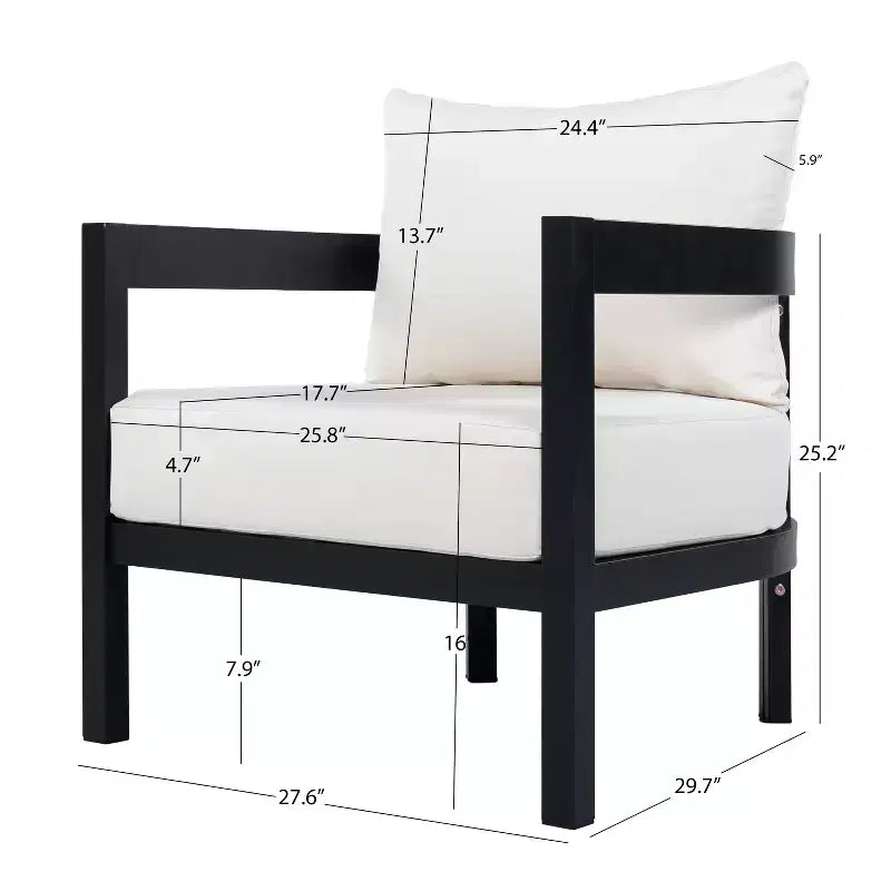 Christopher Knight Home Adriel – Salon de jardin moderne 4 pièces en aluminium avec table basse en verre