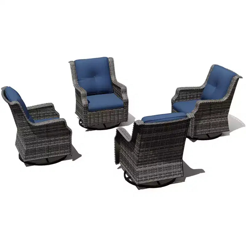 UPTIOT Ensemble de 4 fauteuils pivotants à 360° avec coussins haute densité et conception résistante aux intempéries