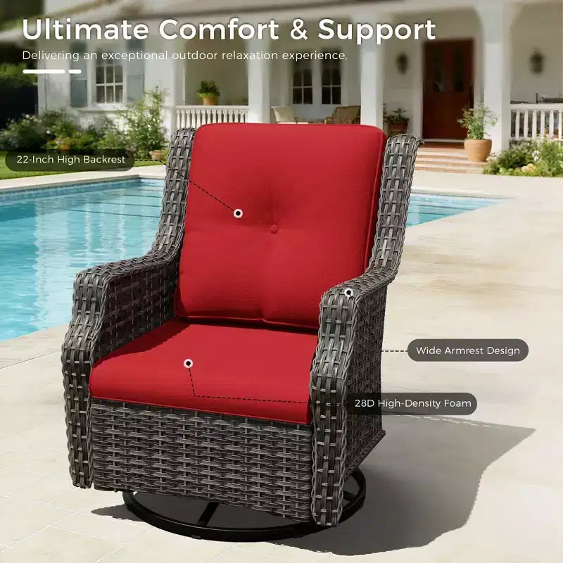 UPTIOT Ensemble de 4 fauteuils pivotants à 360° avec coussins haute densité et conception résistante aux intempéries