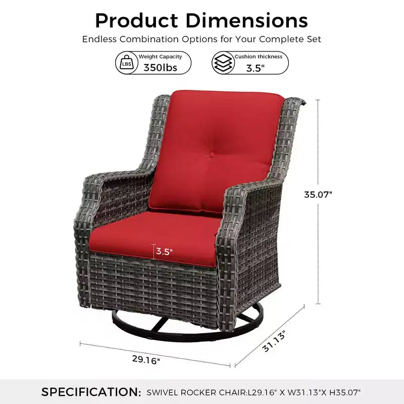 UPTIOT Ensemble de 4 fauteuils pivotants à 360° avec coussins haute densité et conception résistante aux intempéries