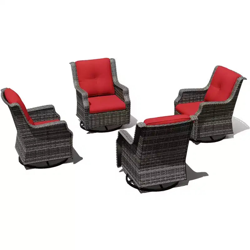 UPTIOT Ensemble de 4 fauteuils pivotants à 360° avec coussins haute densité et conception résistante aux intempéries