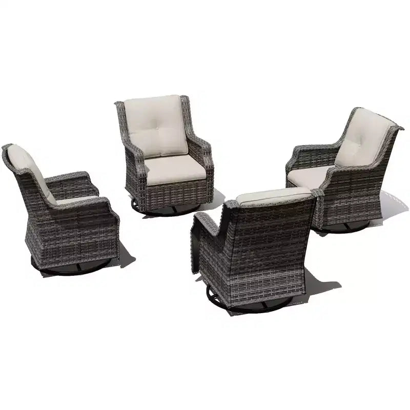 UPTIOT Ensemble de 4 fauteuils pivotants à 360° avec coussins haute densité et conception résistante aux intempéries