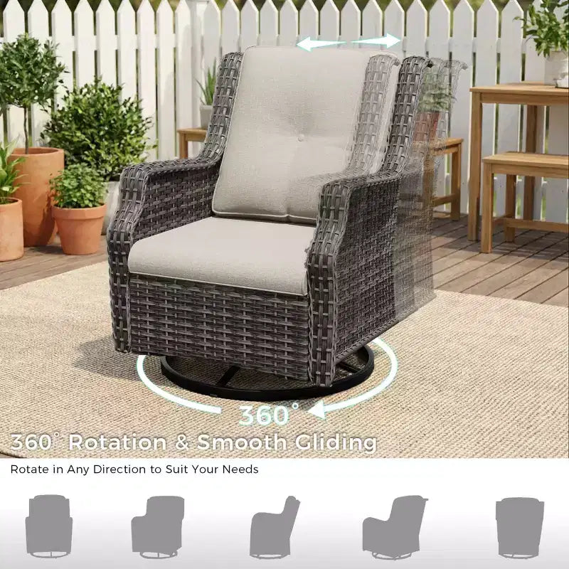 UPTIOT 4-Piece 360 Swivel Rocker Chairs Set with High-Density Cushions & Weather-Resistant Design