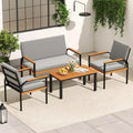 Costway 4 Piece Patio Furniture Set with Coffee Table, Loveseat & 2 Single Chairs for Porch Gray/Black