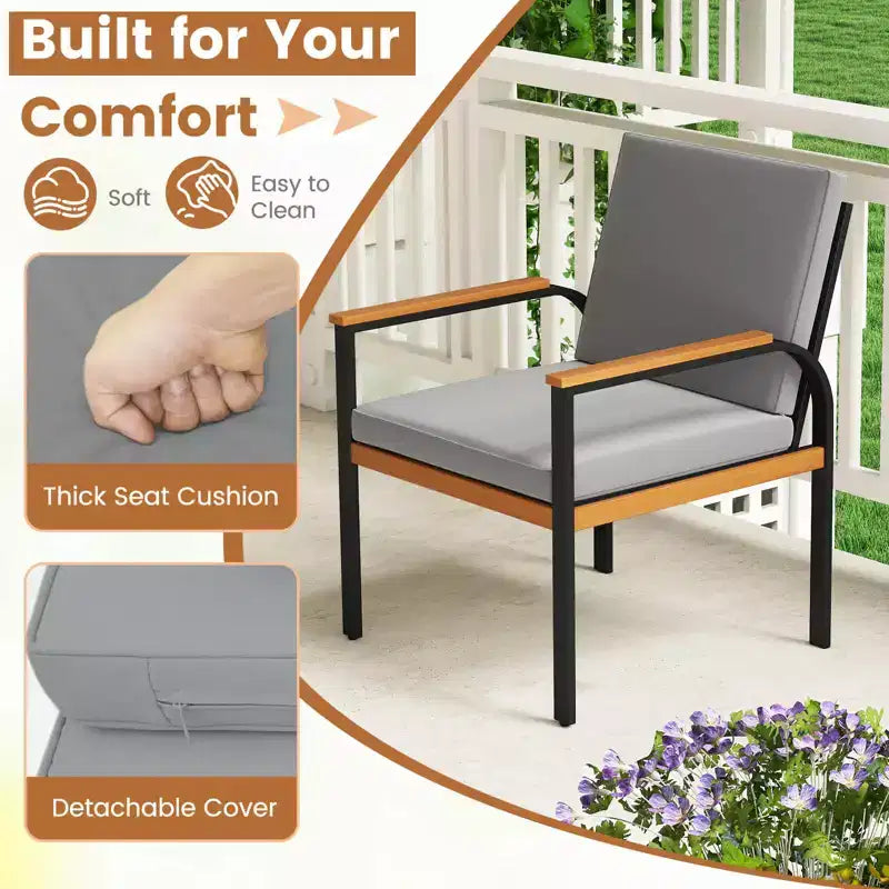 Ensemble de mobilier de patio Costway 4 pièces avec table basse, causeuse et 2 chaises individuelles pour porche gris/noir