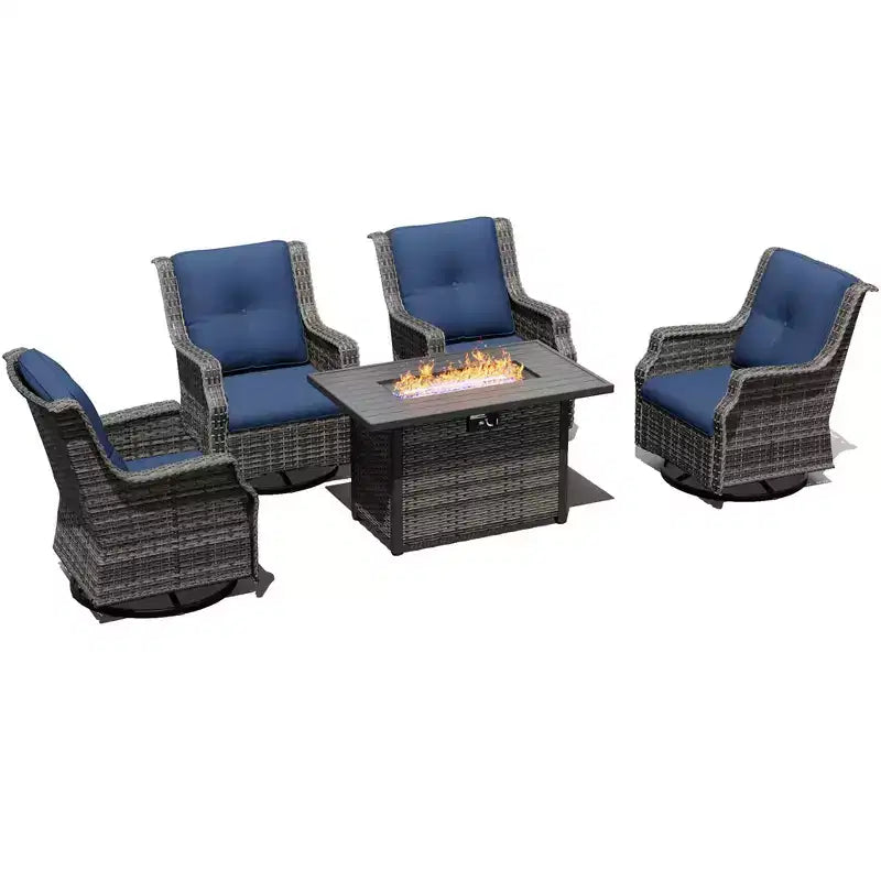 Ensemble de chaises pivotantes et basculantes d'extérieur UPTIOT avec brasero pour des réunions de terrasse confortables