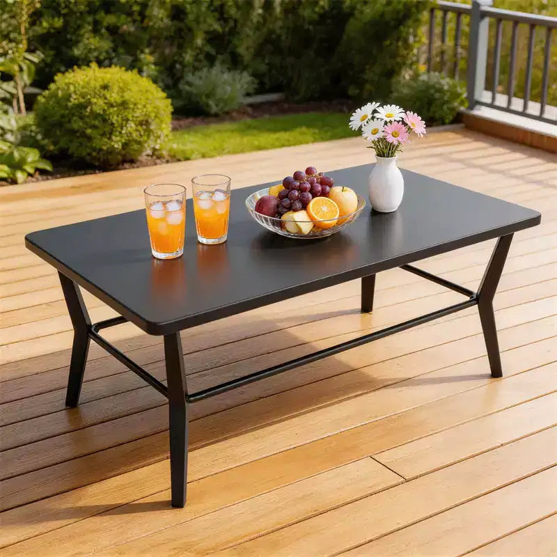 ALAULM Ensemble de mobilier de jardin en aluminium 7 places, avec fauteuil pivotant à bascule et table basse en métal