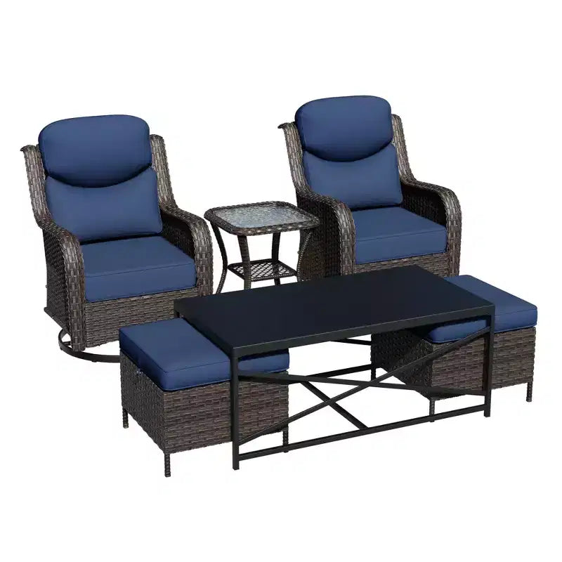 Ensemble de fauteuils à bascule d'extérieur UPTIOT avec poufs et tables