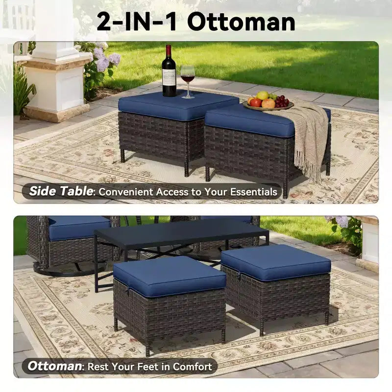 Ensemble de fauteuils à bascule d'extérieur UPTIOT avec poufs et tables