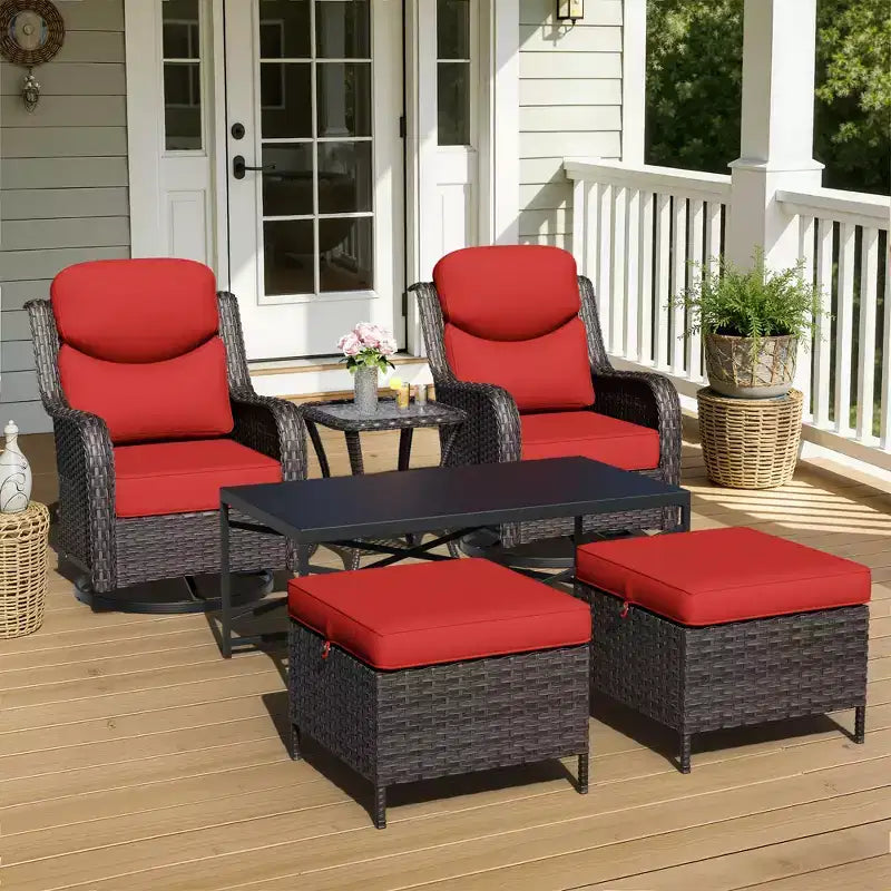 Ensemble de fauteuils à bascule d'extérieur UPTIOT avec poufs et tables