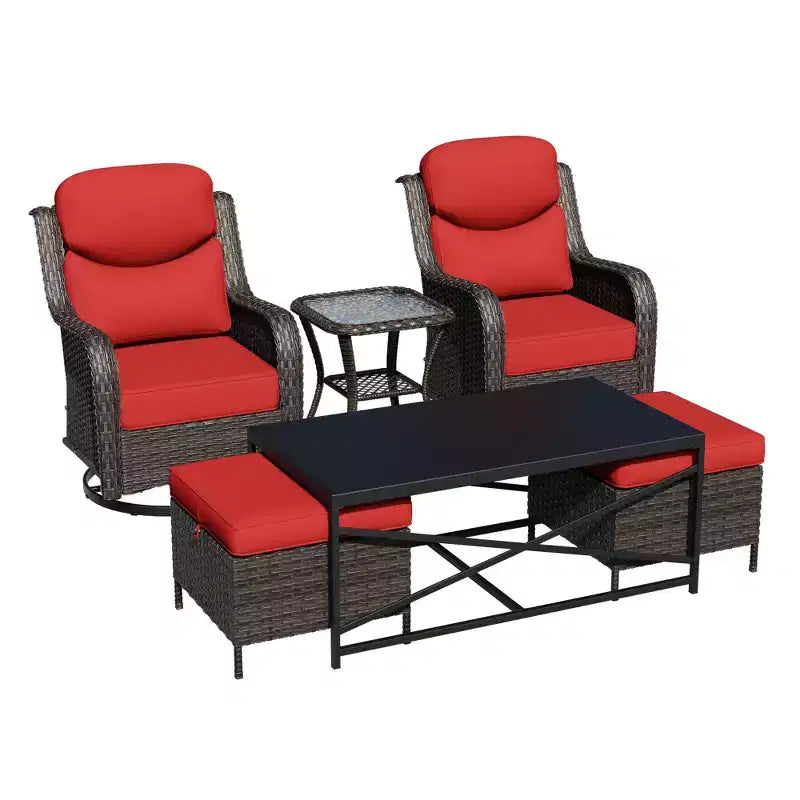 Ensemble de fauteuils à bascule d'extérieur UPTIOT avec poufs et tables
