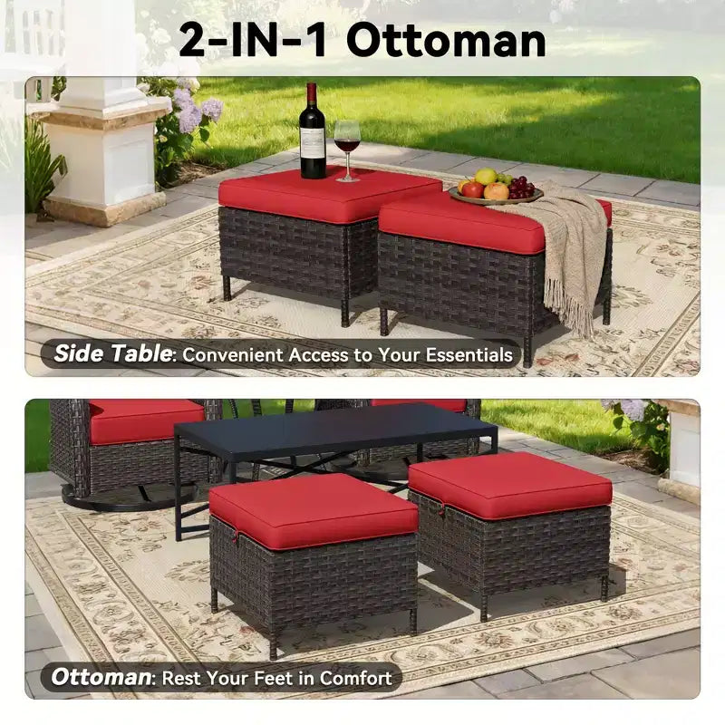 Ensemble de fauteuils à bascule d'extérieur UPTIOT avec poufs et tables