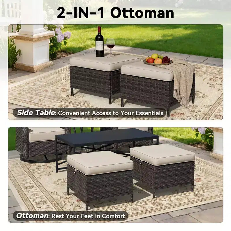Ensemble de fauteuils à bascule d'extérieur UPTIOT avec poufs et tables