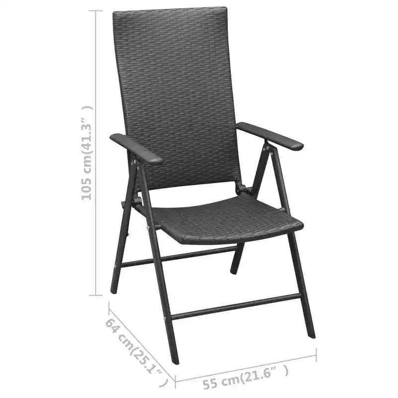 vidaXL Salon de jardin noir, en rotin PE, aluminium et verre, petit modèle