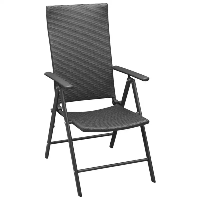 vidaXL Salon de jardin noir, en rotin PE, aluminium et verre, petit modèle