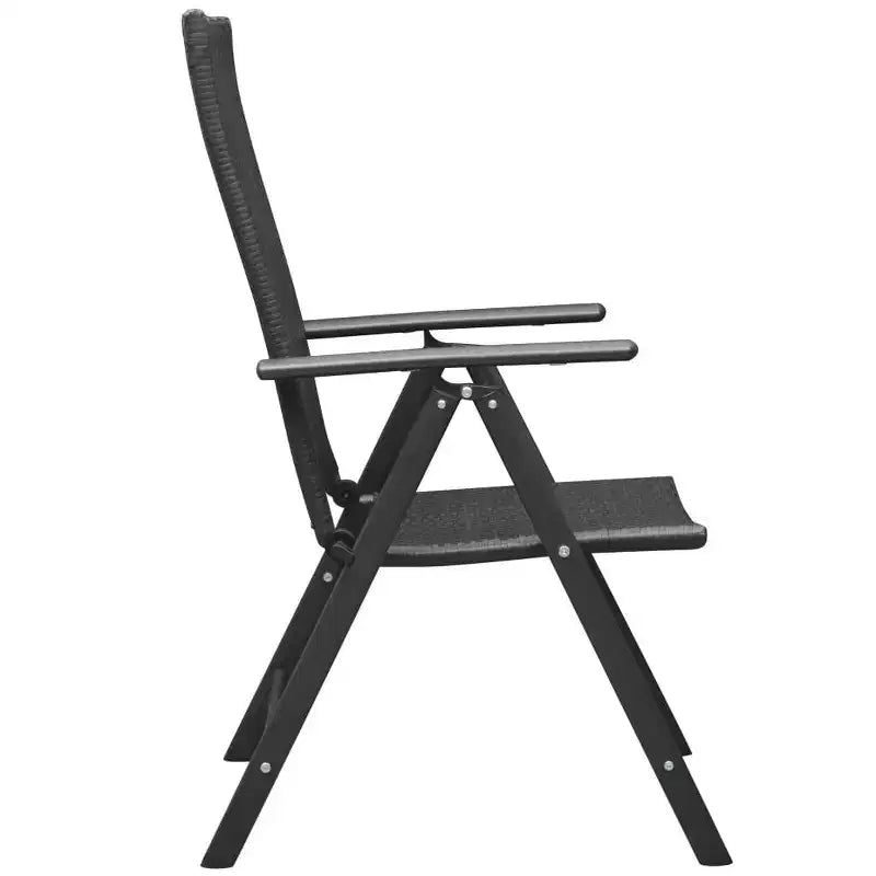 vidaXL Salon de jardin noir, en rotin PE, aluminium et verre, petit modèle