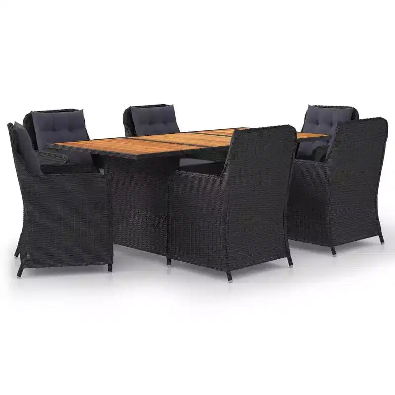 vidaXL Dining Set Black Powder-coated steel Removable Covers