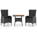 vidaXL Garden Dining Set Black Poly rattan, steel, acacia wood, polyester