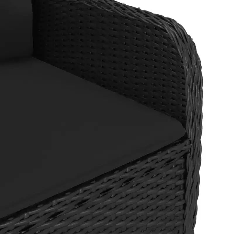 vidaXL Salon de jardin noir en polyrotin, acier, bois d'acacia et polyester