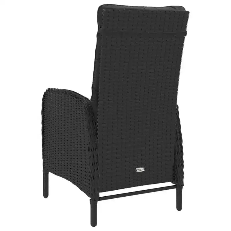 vidaXL Salon de jardin noir en polyrotin, acier, bois d'acacia et polyester