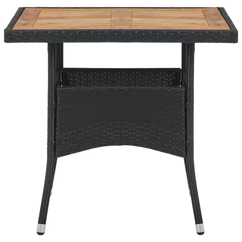 vidaXL Salon de jardin noir en polyrotin, acier, bois d'acacia et polyester