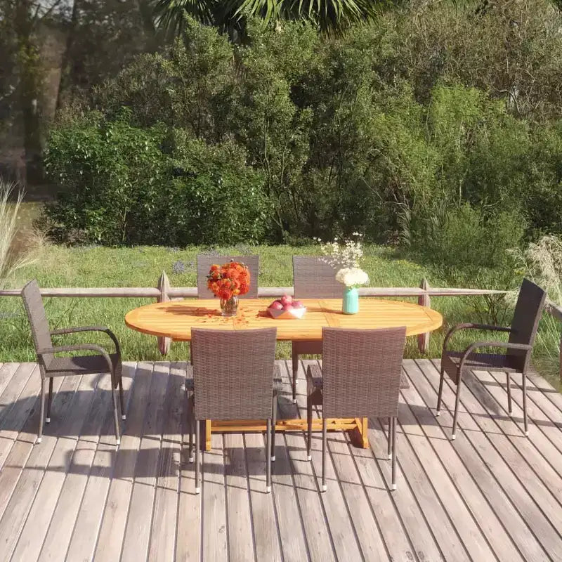 vidaXL Salon de jardin bois d'acacia massif Moyen Empilable Salon de jardin