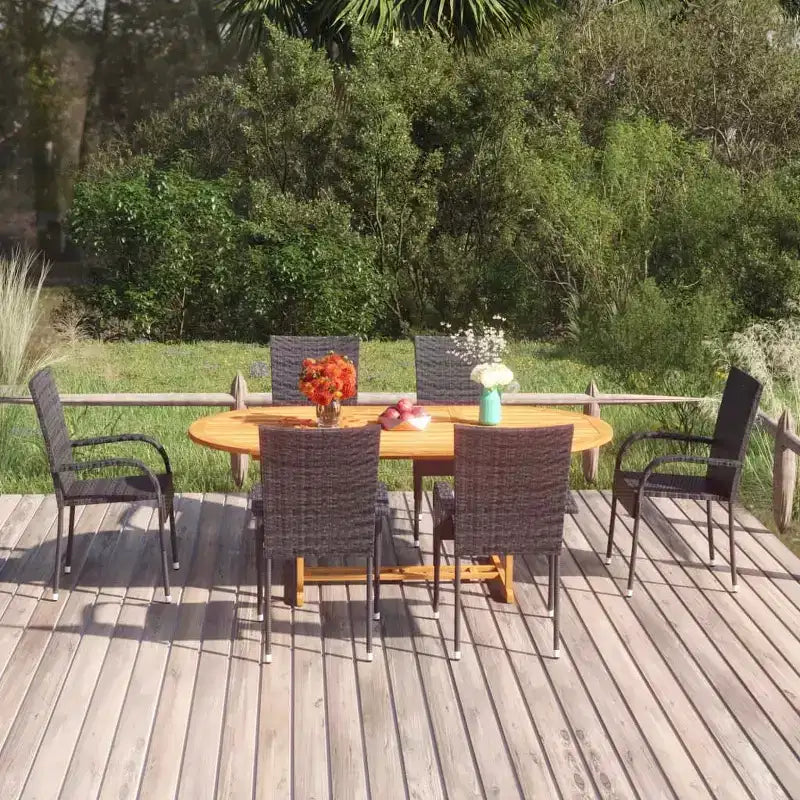 vidaXL Salon de jardin bois d'acacia massif Moyen Empilable Salon de jardin