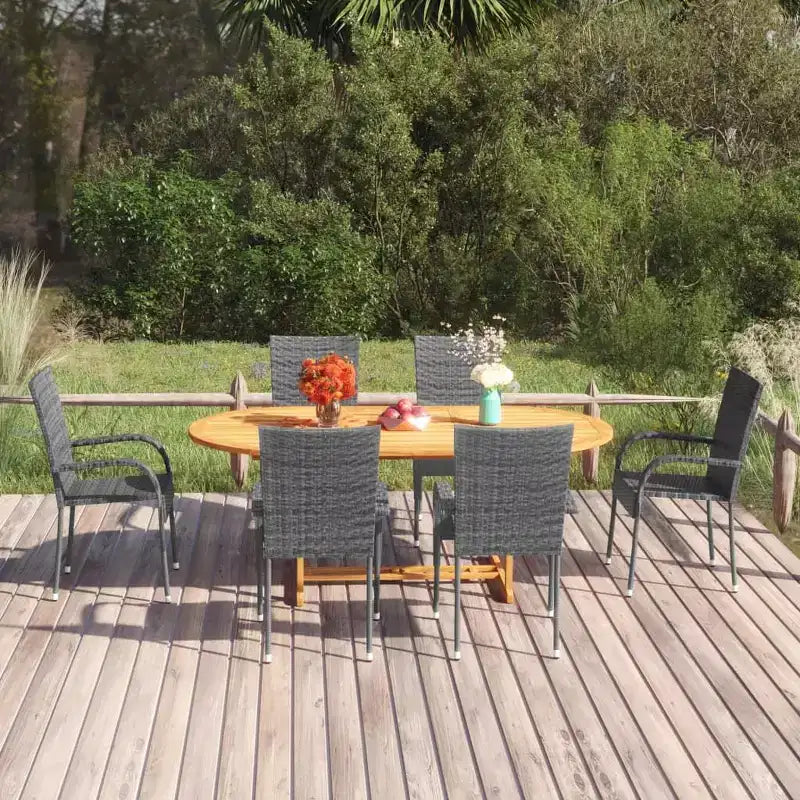 vidaXL Salon de jardin bois d'acacia massif Moyen Empilable Salon de jardin