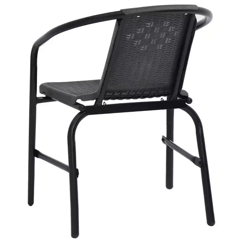 vidaXL Ensemble de salle à manger de jardin noir en acier, verre trempé, rotin en plastique