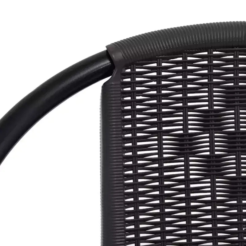 vidaXL Ensemble de salle à manger de jardin noir en acier, verre trempé, rotin en plastique
