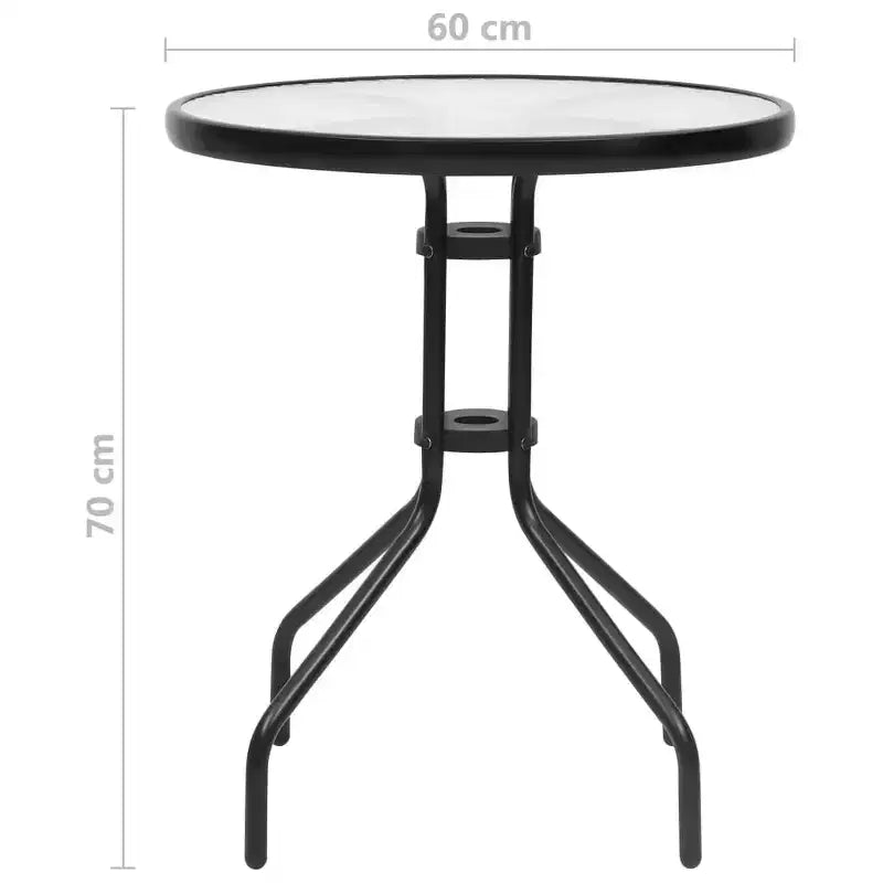 vidaXL Ensemble de salle à manger de jardin noir en acier, verre trempé, rotin en plastique
