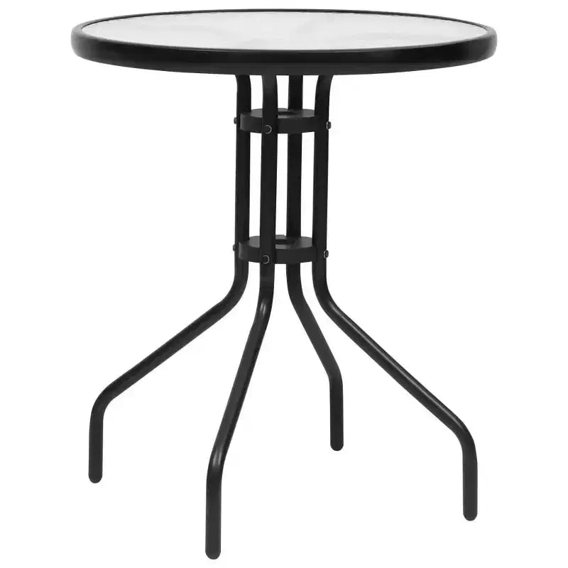vidaXL Ensemble de salle à manger de jardin noir en acier, verre trempé, rotin en plastique