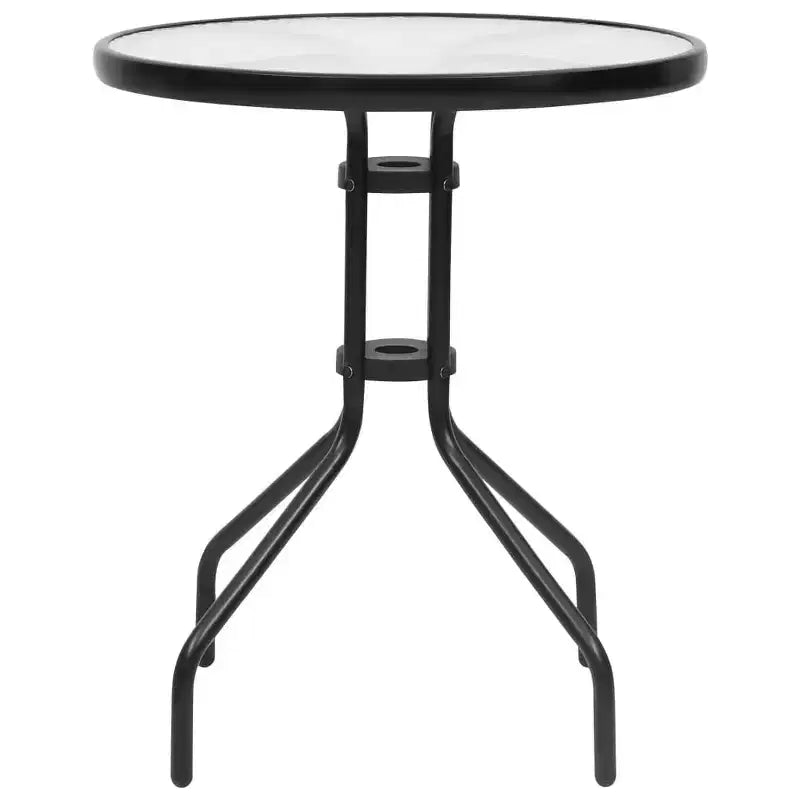 vidaXL Ensemble de salle à manger de jardin noir en acier, verre trempé, rotin en plastique