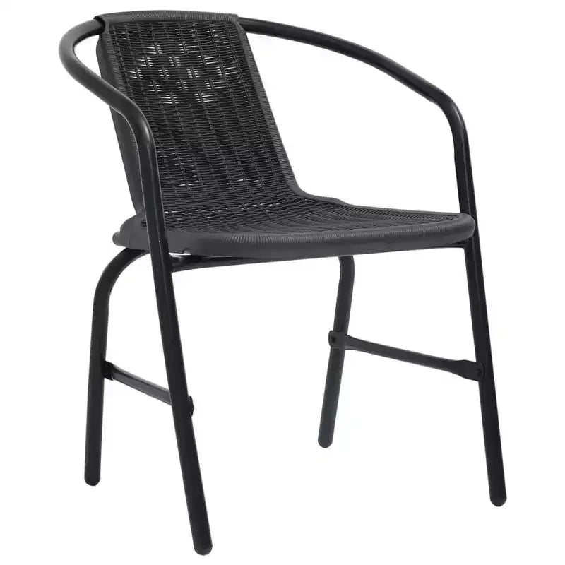 vidaXL Ensemble de salle à manger de jardin noir en acier, verre trempé, rotin en plastique